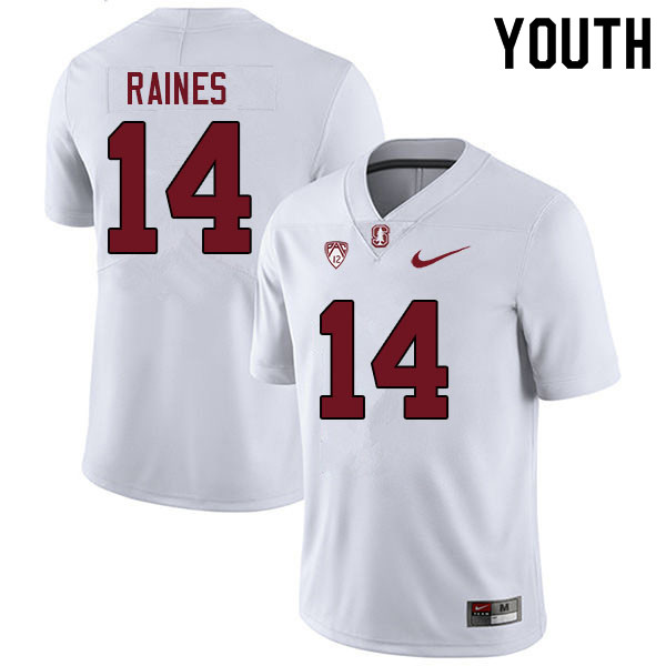 Youth #14 Jayson Raines Stanford Cardinal College Football Jerseys Sale-White - Click Image to Close